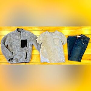 Kids size 8, BUNDLE OF 3, 1 jeans, 1, sweatshirt, 1 tee shirt, NICE
